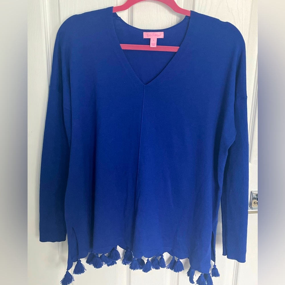 Blue Lilly Pulitzer Tassel Sweater